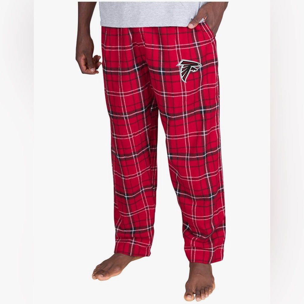 NFL Team Apparel Atlanta Falcons PJ Pants Red Plaid Men's